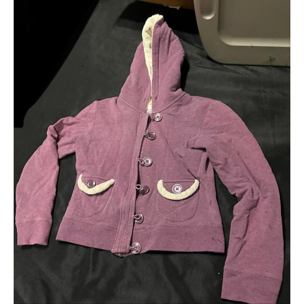 Urban Outfitters purple full zip hooded jacket with sherpa lining
